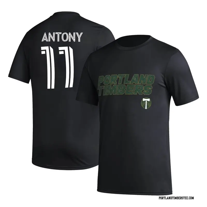 Men's Portland Timbers ＃11 Antony Black Name & Number Hook T-Shirt