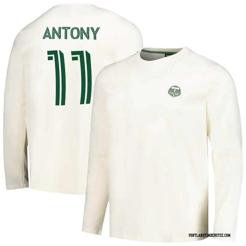 Men's Portland Timbers ＃11 Antony Cream Name & Number Local Heavy Long Sleeve T-Shirt