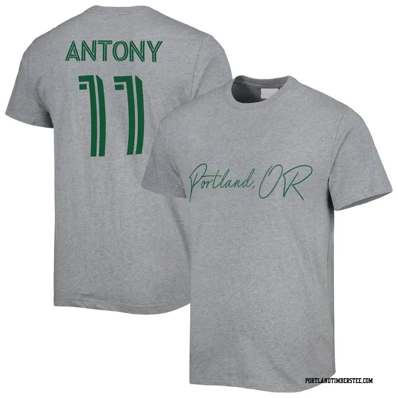 Men's Portland Timbers ＃11 Antony Gray Name & Number City T-Shirt