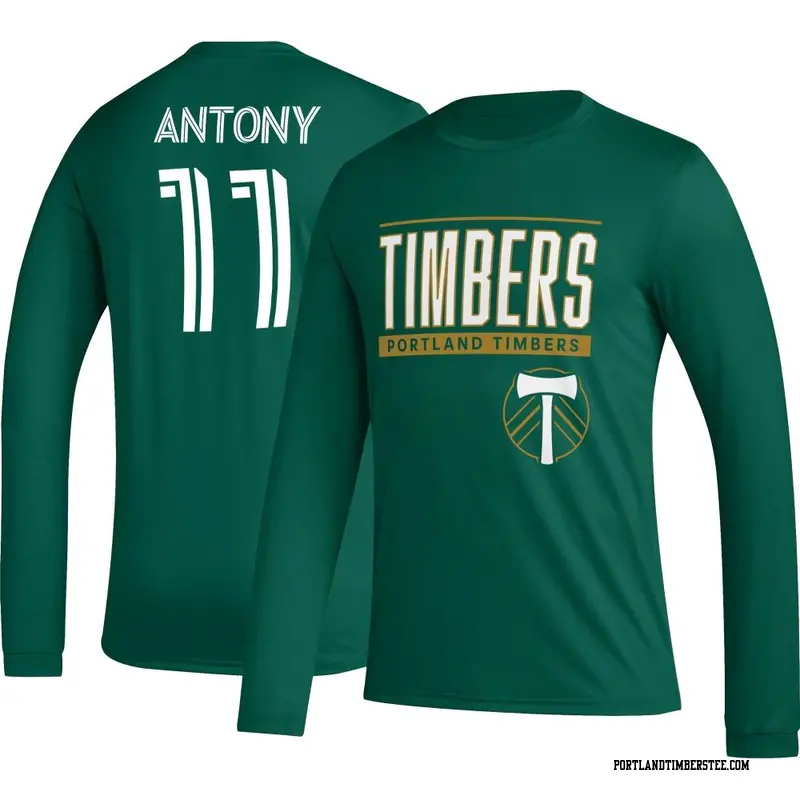 Men's Portland Timbers ＃11 Antony Green Name & Number Club Long Sleeve T-Shirt