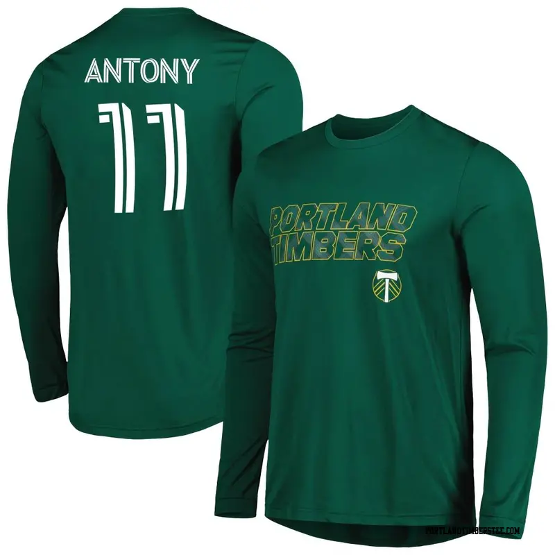 Men's Portland Timbers ＃11 Antony Green Name & Number Hook Long Sleeve T-Shirt