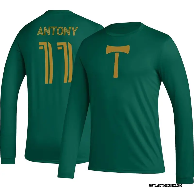 Men's Portland Timbers ＃11 Antony Green Name & Number Icon Long Sleeve T-Shirt