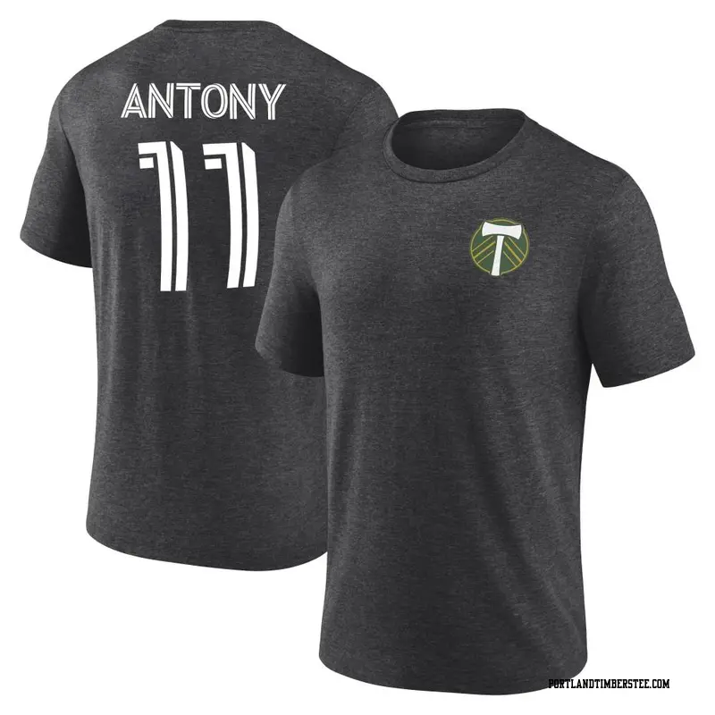 Youth Portland Timbers ＃11 Antony Charcoal Name & Number Full Circle T-Shirt